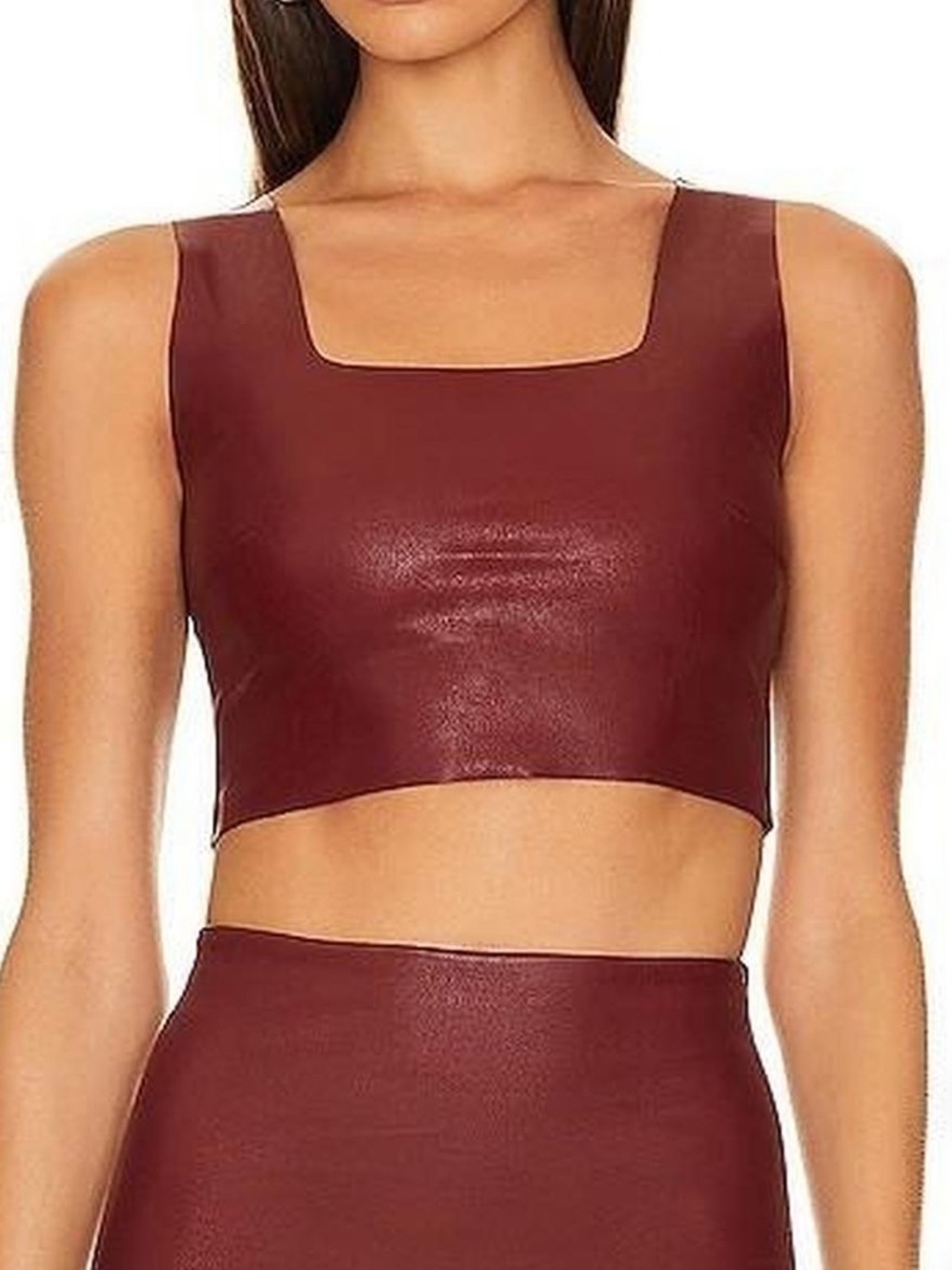 Commando Faux Leather Crop Tank in Wine